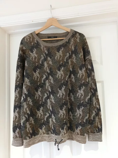 NEXT Festive Jumper Bronze/Gold/Black Shimmer Cable Knit Long Sleeve UK Size 14