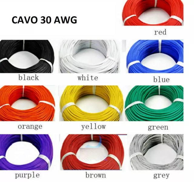 1M Câble Électrique Unipolaire en Silicone Awg 30 0,08mm Siliconique Fil Cuivre