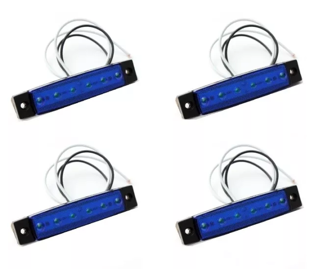 4 X Segnalatore Luci Ingombro Led 12V Colore Blu, Camion, Rimorchi, Camper