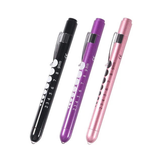 ACEIRMC 3pcs Pen Light,Nurse Medical Reusable LED Penlight White Light with P...