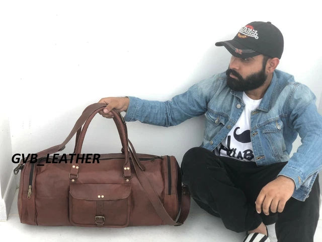 Sac cuir nuit week-end sac de sport homme véritable voyage