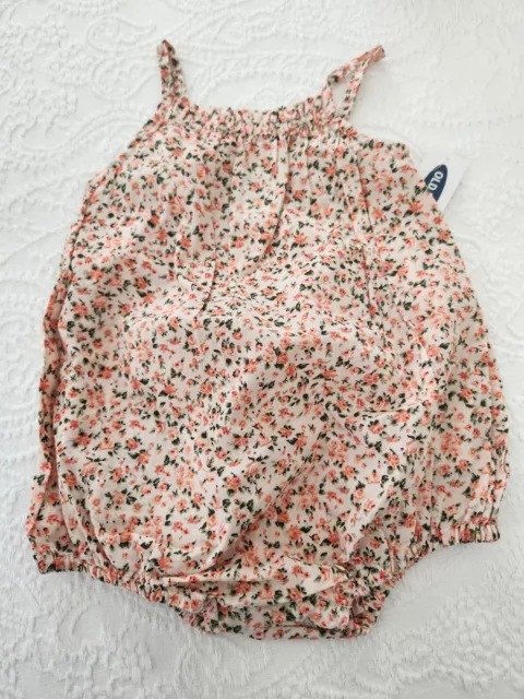 Nwt Old Navy 6/12 Months Rose Floral Summer Romper/Bubble