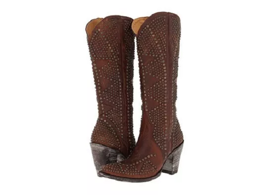 New in Box Womens Boots Old Gringo FATALE Studded Brass Size 7 Retail $ 975