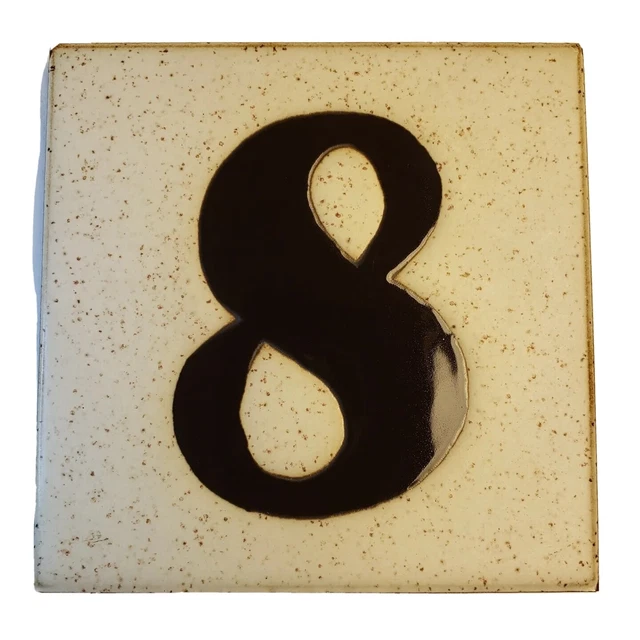VINTAGE CERAMIC Home Street Address Number 8 Eight Brown TILE ITALY SQUARE