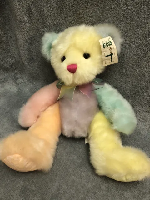 First & Main SORBET Stuffed Animal Plush 14”  Bear Multicolor Pastel Easter