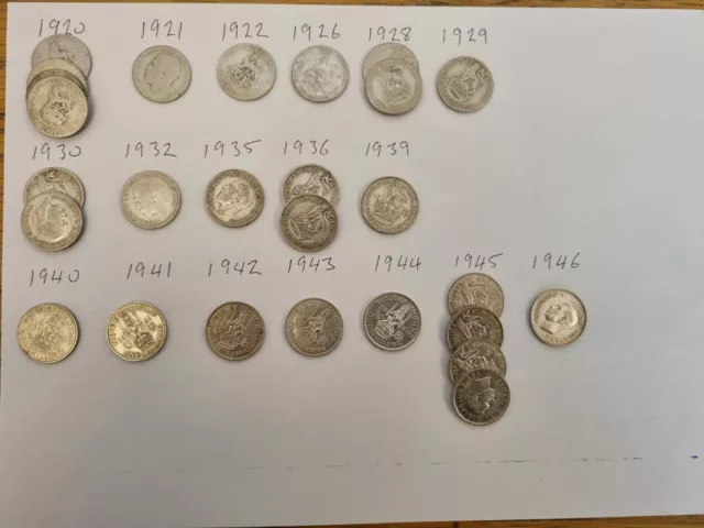 george vi silver shilling. 26 pieces to be sold as a collection.