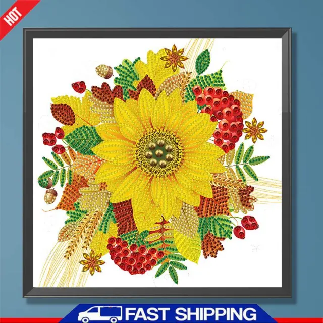 5D DIY Partial Special Shaped Drill Diamond Painting Kit Sunflower Decor 30x30cm
