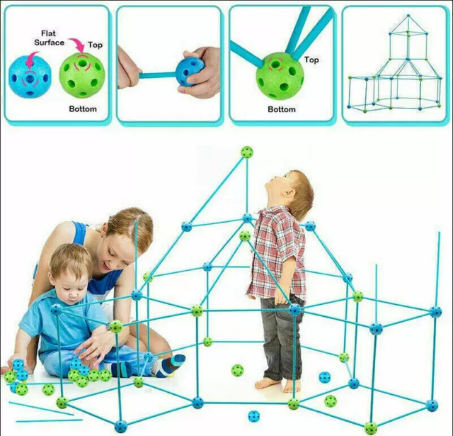 87 Stück DIY Bauen Kinder Zelt Höhle Set Geschenk Bausteine Spielzeug Party K7Y5 2