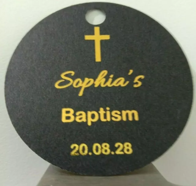 20x Black Gift Tags Gold Silver Foil Christening Baptism Candle Party Favor Box