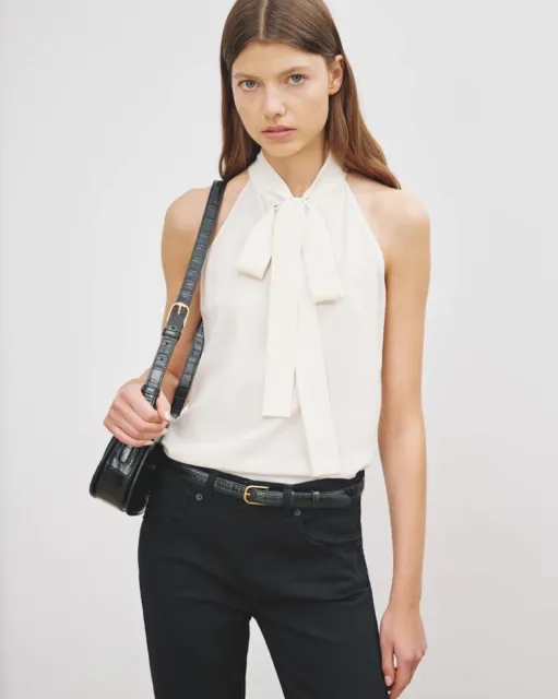 Nili Lotan ‘Zellie’ Halterneck Top In Ivory Sz 6 Nwt $360