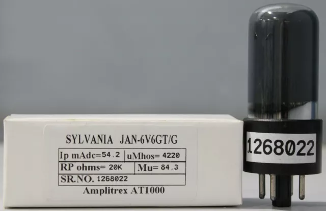 JAN 6V6GTG Sylvania NOS Black coated glass Made USA Amplitrex tested #1268022