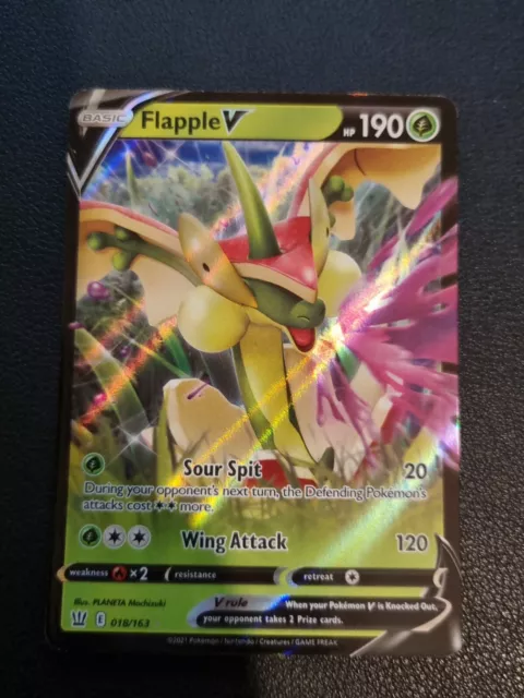 Pokemon Card SWSH Battle Styles Flapple V 018/163 Hoil Foil Shiny