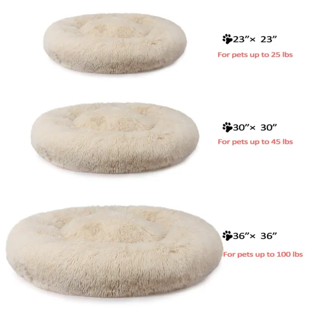 Calming Dog Bed Cat Bed Donut Faux Fur Pet Bed Round Anti-Anxiety Donut Cuddler 6