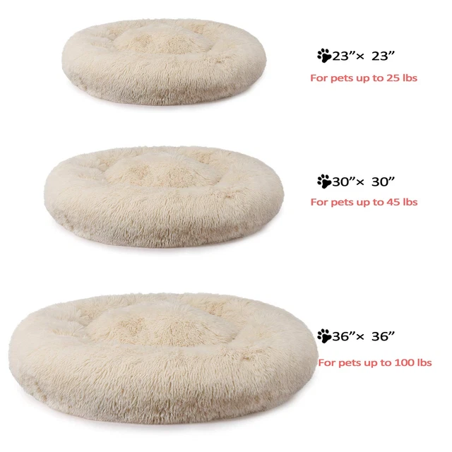 Calming Donut Cat & Dog Bed Fluffy Faux Fur Cuddler For Small Medium Large Pets 9