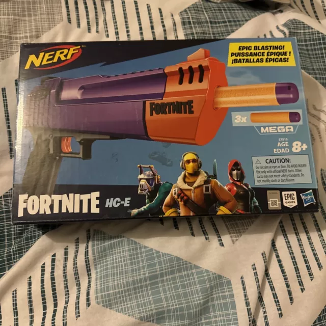 NERF Fortnite HC-E Hand Cannon Desert Eagle Purple Pistol Blaster Gun PLUS  EXTRA