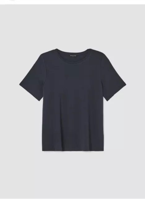 Eileen Fisher Fine Jersey Crew Neck Tee Shirt  Blue Womens Short Sleeve NWOT New