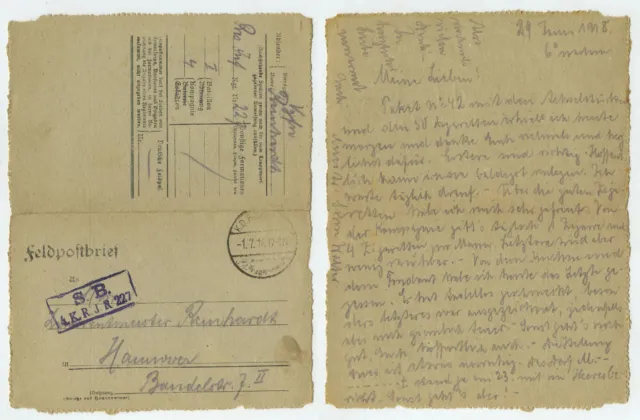 97589 - Feldpostbrief - 1.7.1918 nach Hannover