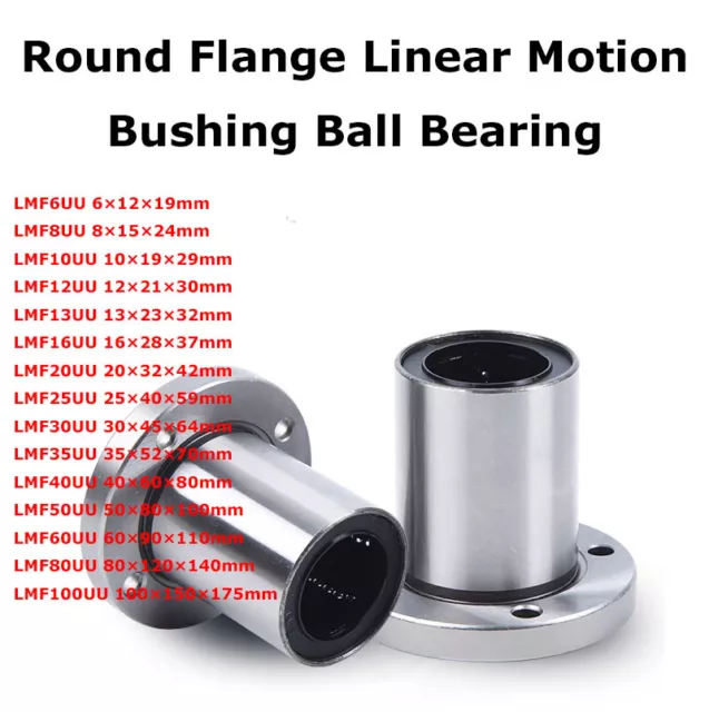 LMF6/8/10/12/13/16/20/25/30~60UU Round Flange Linear Motion Bushing Ball Bearing