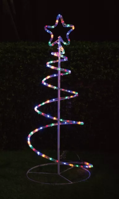 90cm Multicolour Rope light SOLAR LED Outdoor Spiral Christmas Tree Garden Light