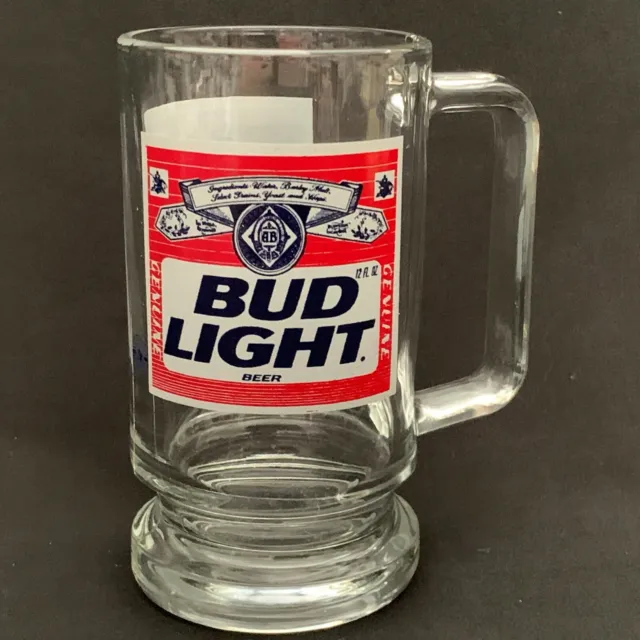 Genuine Bud Light Beer Stein Mug Heavy Clear Glass