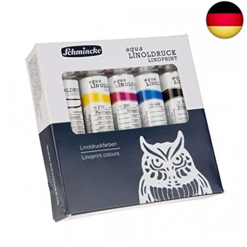 Schmincke - aqua-LINOLDRUCK, Linoldruckset mit 5 x 20 ml Tuben, 82 005 097,