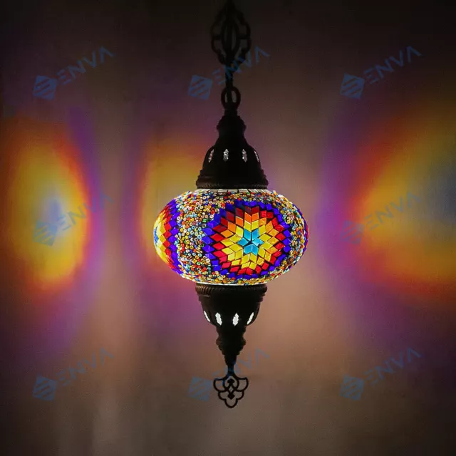 Turkish Moroccan Glass Mosaic Ceiling Hanging Chandelier Light Lamp