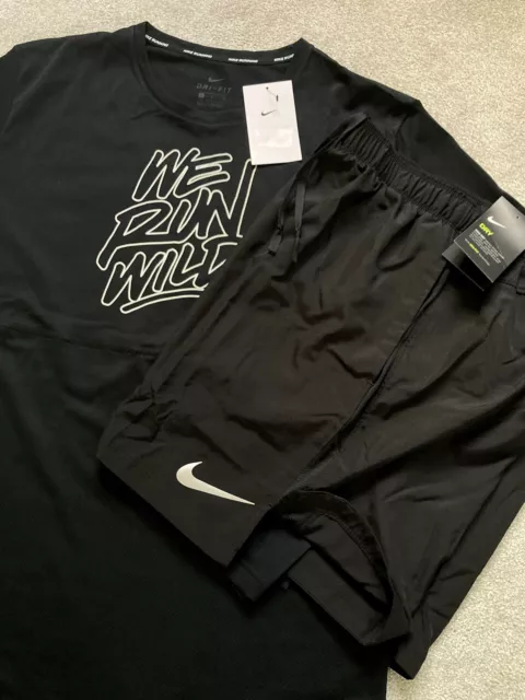 Nike Wild Run T-Shirt & Nike CHG 2 In 1 Shorts SET Gym Sports Running SIZE LARGE