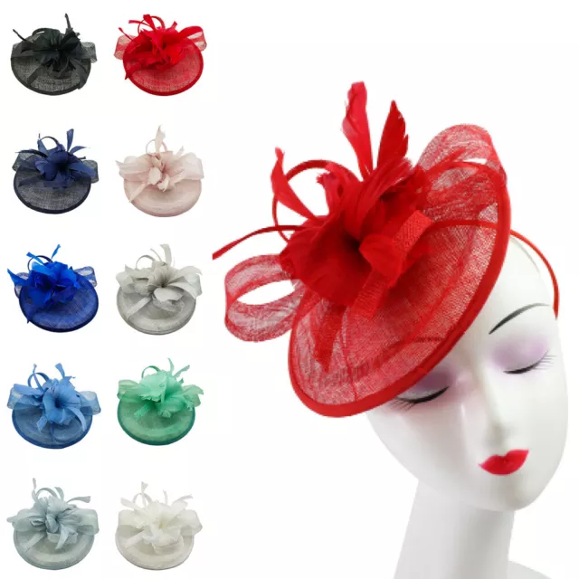 Flower Feather Hair Hat Fascinator Headband Clip Wedding Royal Ascot Formal Race
