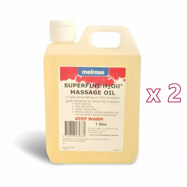 2 x Melrose H2Oil Superfine Massage Oil 1L Super Fine 2L