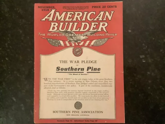 American Builder Magazine November 1918 Home Designs Loaded w/ Great Ads! Farm