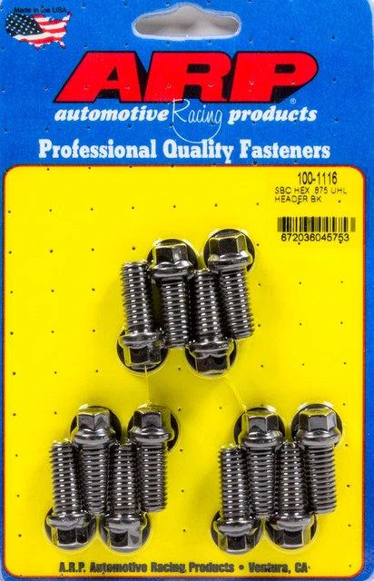 Arp Universal Black Oxide 3/8-16 In Thread Header Bolt 12 Pc P/N 100-1116