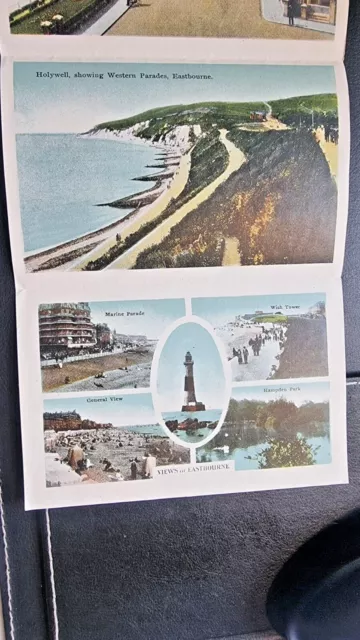 Eastbourne Sussex ausklappbar Neuheit Brief Postkarte C1920 verschiedene Ansichten in voller Größe 3