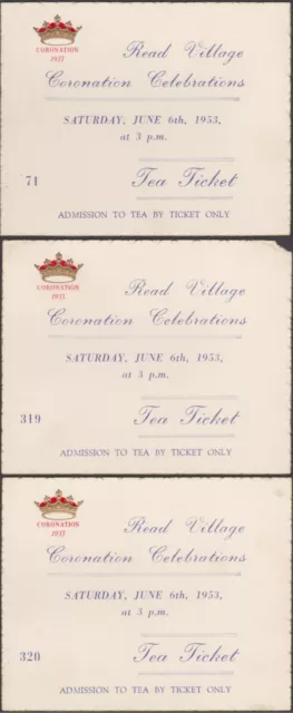 1953 Coronation Read Village Celebrations - Admission To Tea Tickets