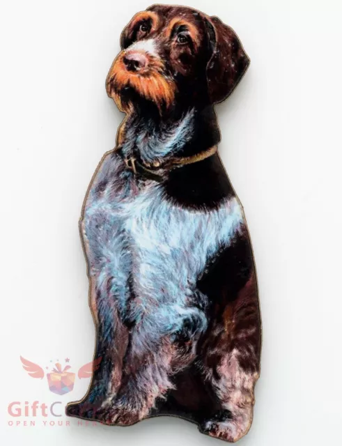 Wooden refrigerator or fridge dog magnet of German Wirehaired Pointer