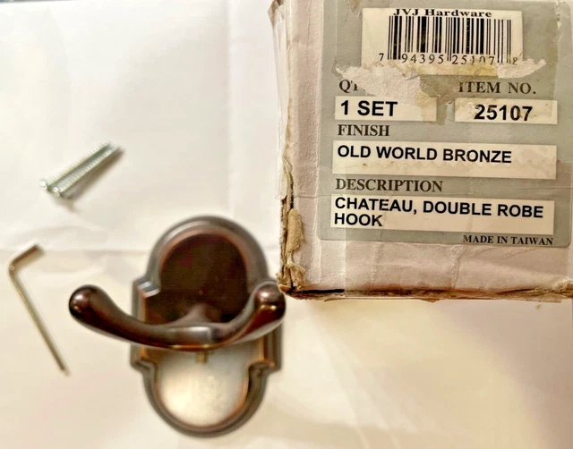 JVJ Hardware ~ Old World Bronze ~ Double Bath Robe Coat Wall Hanger Hook ~ 25107