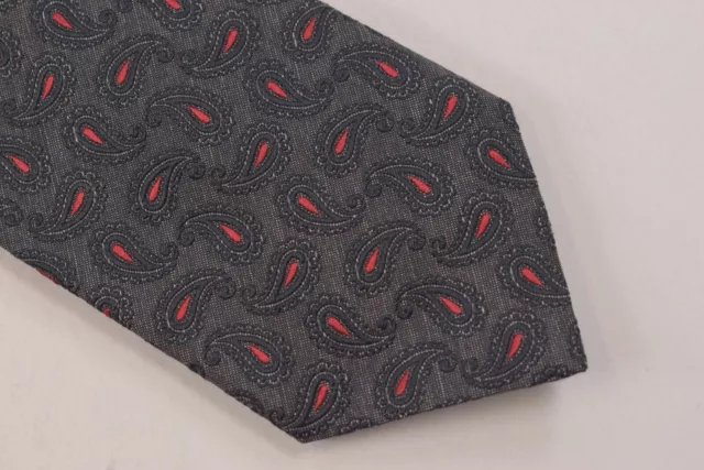 Ermenegildo Zegna NWT Neck Tie In Gray W/ Red & Blue Textured Paisley 100% Silk