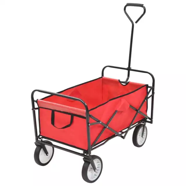 Folding Hand Trolley Heavy Duty Garden Cart Utility Wagon Portable Red Carrier