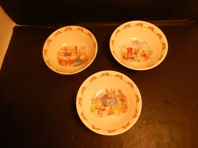 Vintage Royal Doulton Bunnykins 1959-67 Barbara Vernon Cereal Bowl Set of 3