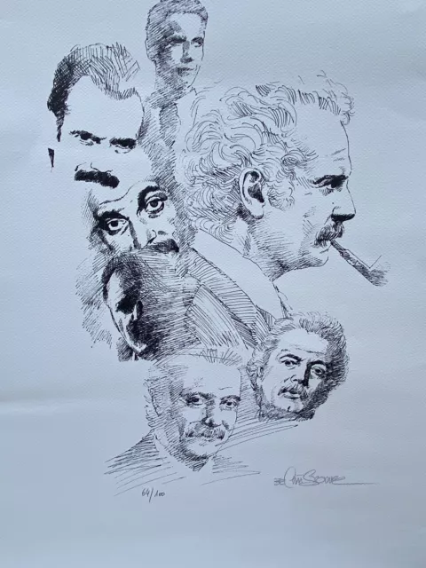 Lithographie Georges Brassens Tirage 64 100 Signature Non Identifiee A4287