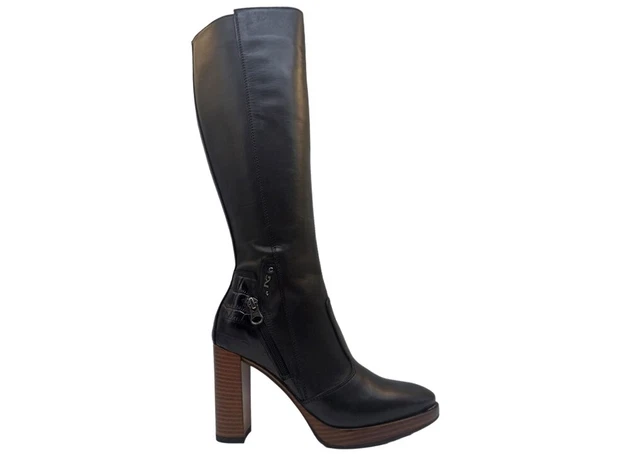 Bottes De pour Femme Nero Giardini I205730D en Cuir Casual Hauts Talons Zip Noir