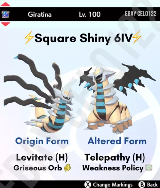 GIRATINA ⚡SHINY⚡/NORMAL 6IV BOTH FORMS BATTLE RDY - POKEMON SCARLET AND  VIOLET