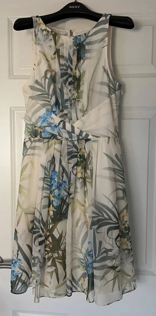 Ted Baker Ameda Twilight Floral Pleat Dress Size 1 UK 8 Ted Baker Ameda Twilight Floral Pleat Dress Size 1 UK 8
