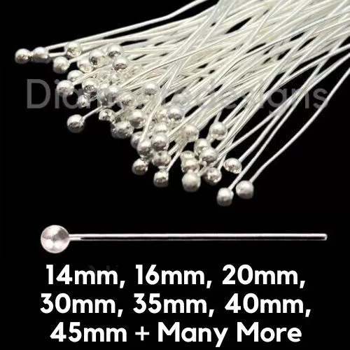 100 Pcs Silver Plated Ball Head Pins Assorted Size Jewellery Findings Craft UK