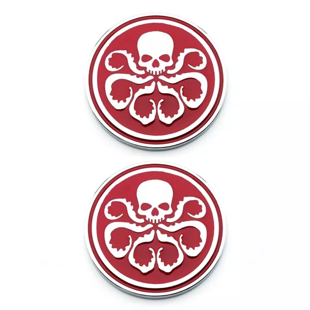 2x Chrome Red Hydra Logo 3D Metal Car Auto Badge Emblem Sticker