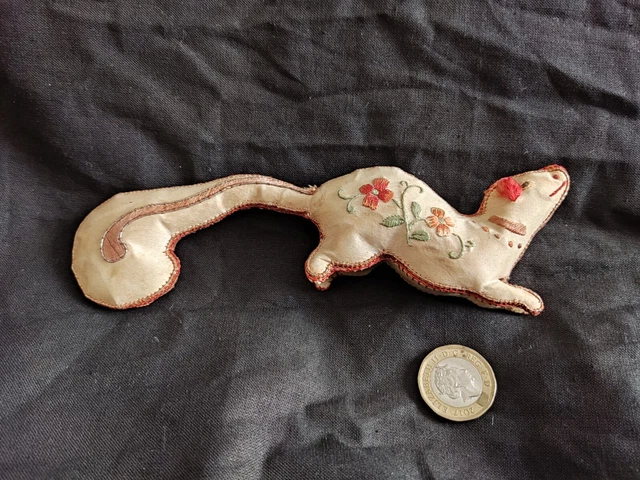 Antique embroidered / needlework squirrel - Stuffed toy