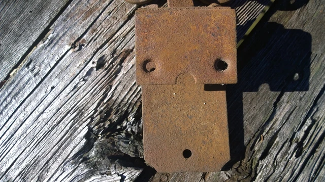 VINTAGE METAL POCKET BARN DOOR HARDWARE antique replacement part four hole wheel 3