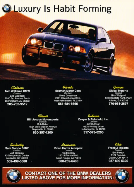 1999 BMW M3 Coupe - Habit -  Classic Vintage Advertisement Ad D13
