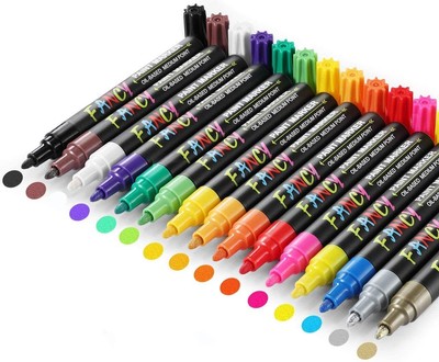 12 Colori Pennarelli Metallici Vetro Vicloon Pennarelli a Vernice Acrilica Fotografie & DIY 3 mm Plastica Impermeabile Pittura Arte Pennarello Set per Pittura su Roccia Metallo Legno 