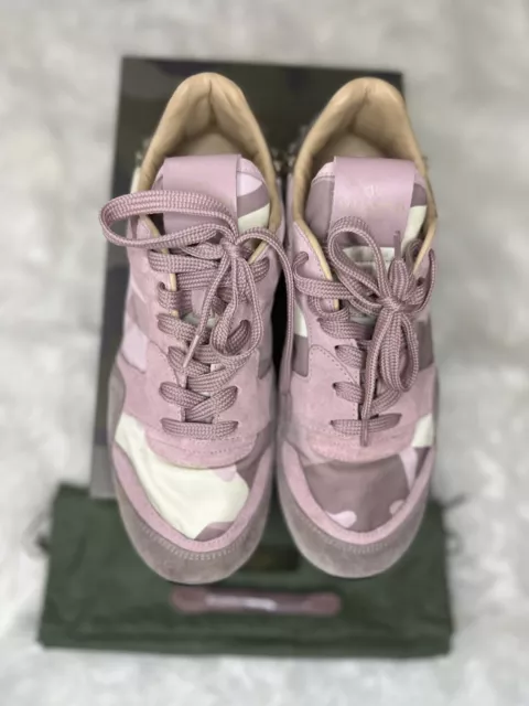 $790 VALENTINO Blush Pink Suede Rockstud Camo Women's Sneakers 37 2