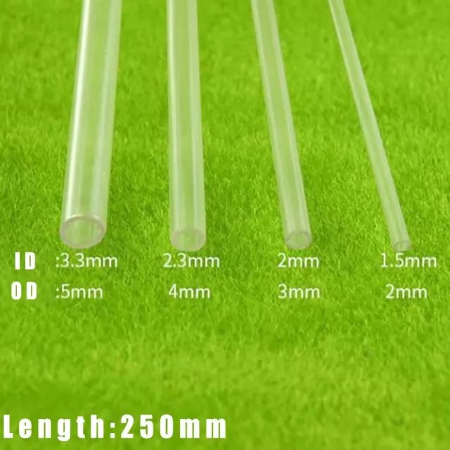 250mm Plastic Clear Perspex Hollow Tube Round Dowel 2mm/3mm/4mm/5mm OD